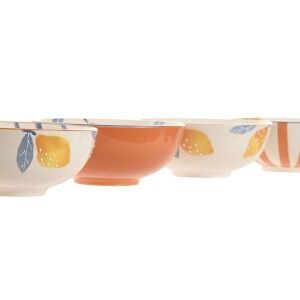 Schüssel Home ESPRIT Gelb Blau Weiß Orange Aluminium Steingut Zitronengelb Mediterraner Mit Relief (4 Stück)