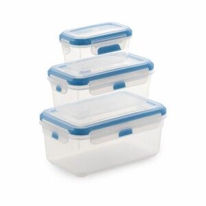 Set of 3 lunch boxes SP Berner super lock Rectangular Transparent P...