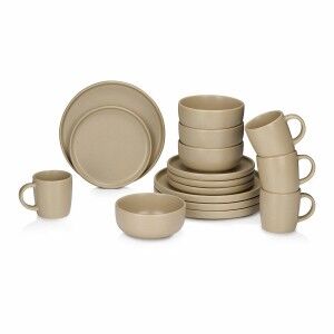 Tableware Alpina Taupe Ceramic 16 Pieces (4 Units) |  Plates, platt...