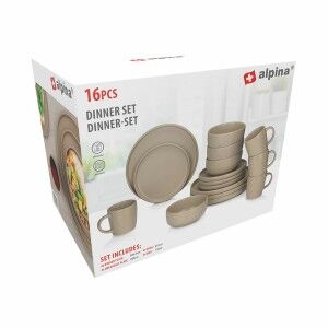 Tableware Alpina Taupe Ceramic 16 Pieces (4 Units) |  Plates, platt...