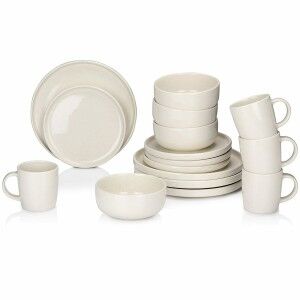 Tableware Alpina Cream Ceramic 16 Pieces (4 Units) |  Plates, platt...