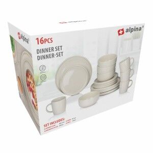 Tableware Alpina Cream Ceramic 16 Pieces (4 Units) |  Plates, platt...