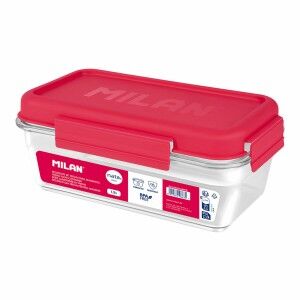 Hermetic Lunch Box Milan 1,2 L Pink Transparent Plastic Rectangular...