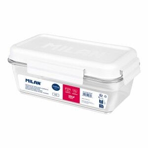 Hermetic Lunch Box Milan 1,2 L White Transparent Plastic Rectangula...