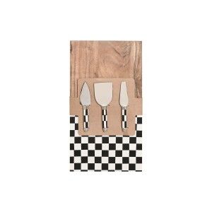 Cutting board Home ESPRIT White Black Natural Modern 20 X 38 X 1,5 CM (4 Pieces)