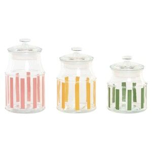 Set de 3 Boites Home ESPRIT Multicouleur Rayures Moderne 1 L 1,2 L 3 Pièces
