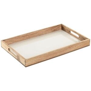 Plateau Home ESPRIT Blanc Naturel Bois de manguier 43,5 X 27 X 4,5 CM