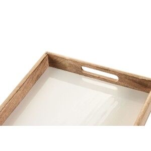 Plateau Home ESPRIT Blanc Naturel Bois de manguier 43,5 X 27 X 4,5 CM