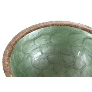 Snack Bowl Home ESPRIT Green Natural Mango wood Modern Lacquered 15 x 15 x 6,5 cm