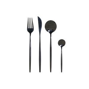 Stainless Steel Cutlery Set DKD Home Decor Black Stainless steel 3 x 1,5 x 13 cm 16 Pieces