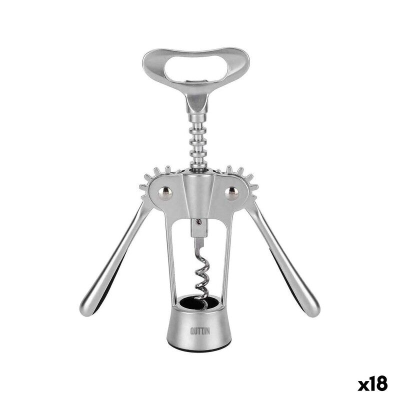 Bottle Opener with Corkscrew Quttin 18 x 7 x 4 cm Silver (18 Units)