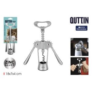 Bottle Opener with Corkscrew Quttin 18 x 7 x 4 cm Silver (18 Units)