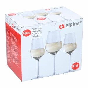 Set of wine glasses Alpina Transparent 370 ml (6 Units) |  Glasses,...