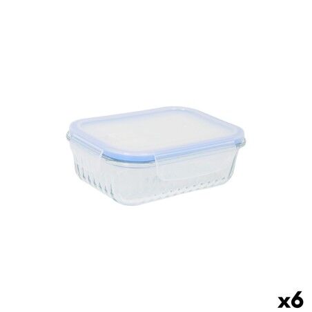 Lunch box Quttin Textury Transparent Borosilicate Glass Rectangular 600 ml (6 Units)