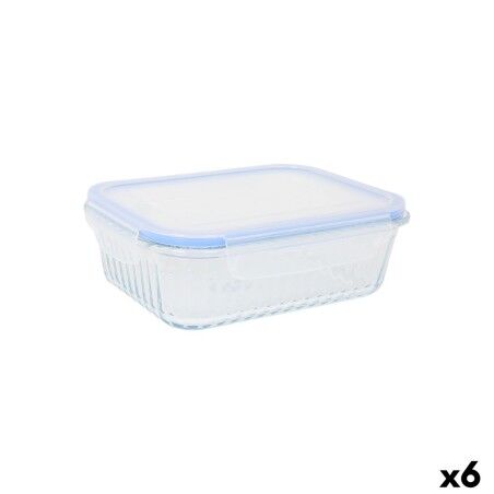 Lunch box Quttin Textury Transparent Borosilicate Glass Rectangular 1 L 1L (6 Units)
