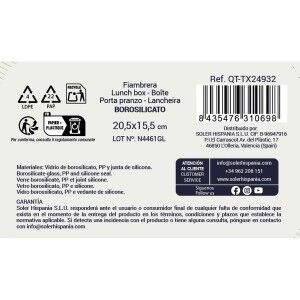 Lunch box Quttin Textury Transparent Borosilicate Glass Rectangular 1 L 1L (6 Units)