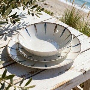 Assiettes Home ESPRIT Bleu Blanc Porcelaine 18 Pièces