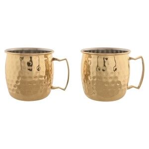 2 Piece Mug Set Home ESPRIT Golden Loft 480 ml (2 Units)