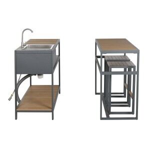 Meuble de cuisine Home ESPRIT Gris Naturel 127 x 100 x 90 cm 127 x 100 x 95 cm