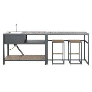 Kitchen furniture Home ESPRIT Grey Natural 127 x 100 x 90 cm 127 x 100 x 95 cm