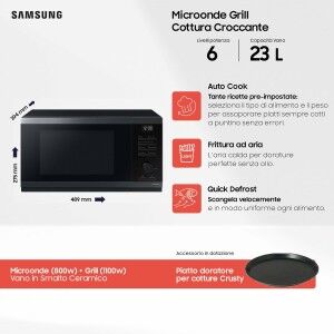 Microwave Samsung MG23DG4524CGE1 Black 800 W 2400 W 23 L
