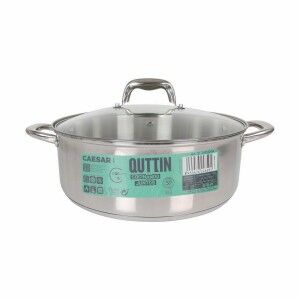 Casserole with glass lid Quttin Caesar ø 30 x 11,5 cm Steel (2 Units)