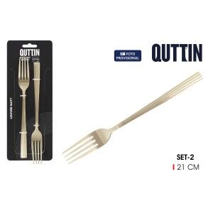 Fork Set Quttin LOUVRE Champagne 21 x 2,4 cm 2 Pieces (12 Units)