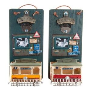 Bottle opener DKD Home Decor Self Serve Wood Metal (2 pcs) (26 x 12 x 9 cm)