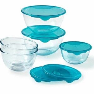 Set of lunch boxes Pyrex Transparent Turquoise 5 Pieces