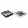 Porte-serviettes DKD Home Decor Métal Blanc Blue marine Bois MDF (2 pcs)