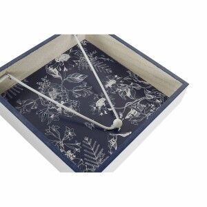 Napkin holder DKD Home Decor Metal White Navy Blue MDF Wood (2 pcs)