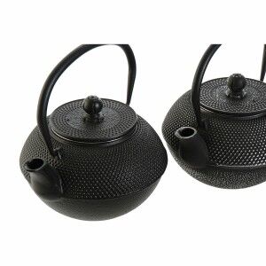 Teapot DKD Home Decor Black Silver Iron (18.5 x 16 x 17 cm) (2 pcs) (1200 ml)
