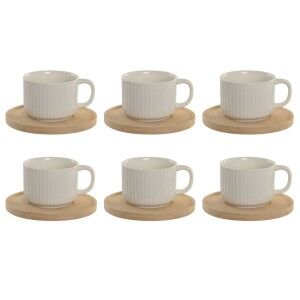 Jeu de 6 tasses avec plat Home ESPRIT Blanc Bambou Porcelaine 90 ml...