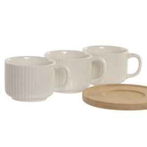 Set of 6 Cups with Plate Home ESPRIT White Bamboo Porcelain 90 ml |...