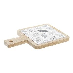 Snack tray DKD Home Decor White/Black Bamboo Stoneware Sheets Cotta...