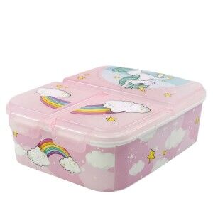 Brotdose mit Besteckfach Stor Unicorn Rainbow (6,7 x 16,5 x 19,5 cm)