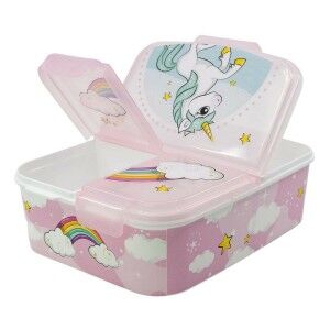 Brotdose mit Besteckfach Stor Unicorn Rainbow (6,7 x 16,5 x 19,5 cm)