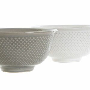Bowl DKD Home Decor White Grey Porcelain Vintage 12,5 x 12,5 x 6,5 ...