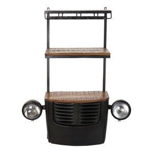 Range Bouteilles DKD Home Decor Voiture Bois d'acacia Fer Gris foncé (83 x 30 x 104 cm)