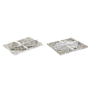 Tablecloth and napkins DKD Home Decor 2 Units 150 x 150 x 0,5 cm Beige White Light brown