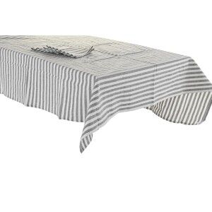 Tablecloth and napkins DKD Home Decor 150 x 150 x 0,5 cm Grey White...