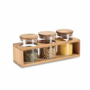 3 Tubs DKD Home Decor 31 x 11 x 11,5 cm Natural Bamboo Borosilicate...