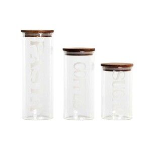 3 Tubs DKD Home Decor 10,2 x 10,2 x 27,7 cm Natural Transparent Aca...
