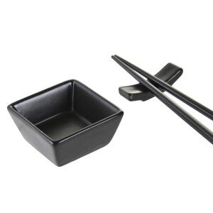 Sushi Set DKD Home Decor Natural Black Bamboo Stoneware Oriental