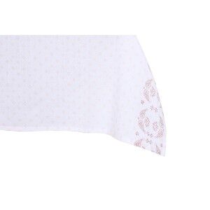 Tablecloth and napkins DKD Home Decor 150 x 150 x 0,5 cm Pink White...