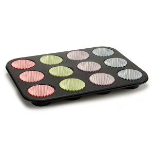 Muffin Tray Kinvara Blue Black Red Green Purple Multicolour 7 x 7 x 3 cm 35 x 3 x 26,5 cm Baking tray (12 Units)