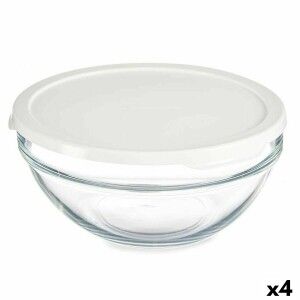 Round Lunch Box with Lid Pasabahce Chefs White 1,7 L (4 Units)