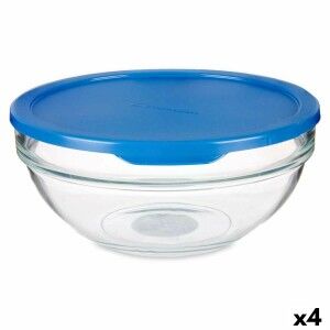 Round Lunch Box with Lid Pasabahce Chefs Blue 1,135 L (4 Units) |  ...