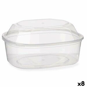 Rectangular Lunchbox with Lid Leknes Transparent polypropylene 1,5 L (8 Units)