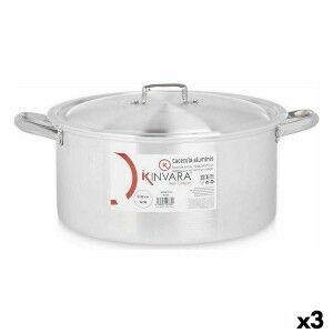 Casserole with lid Kinvara Silver 12,5 L 44 x 19 x 35 cm (3 Units)